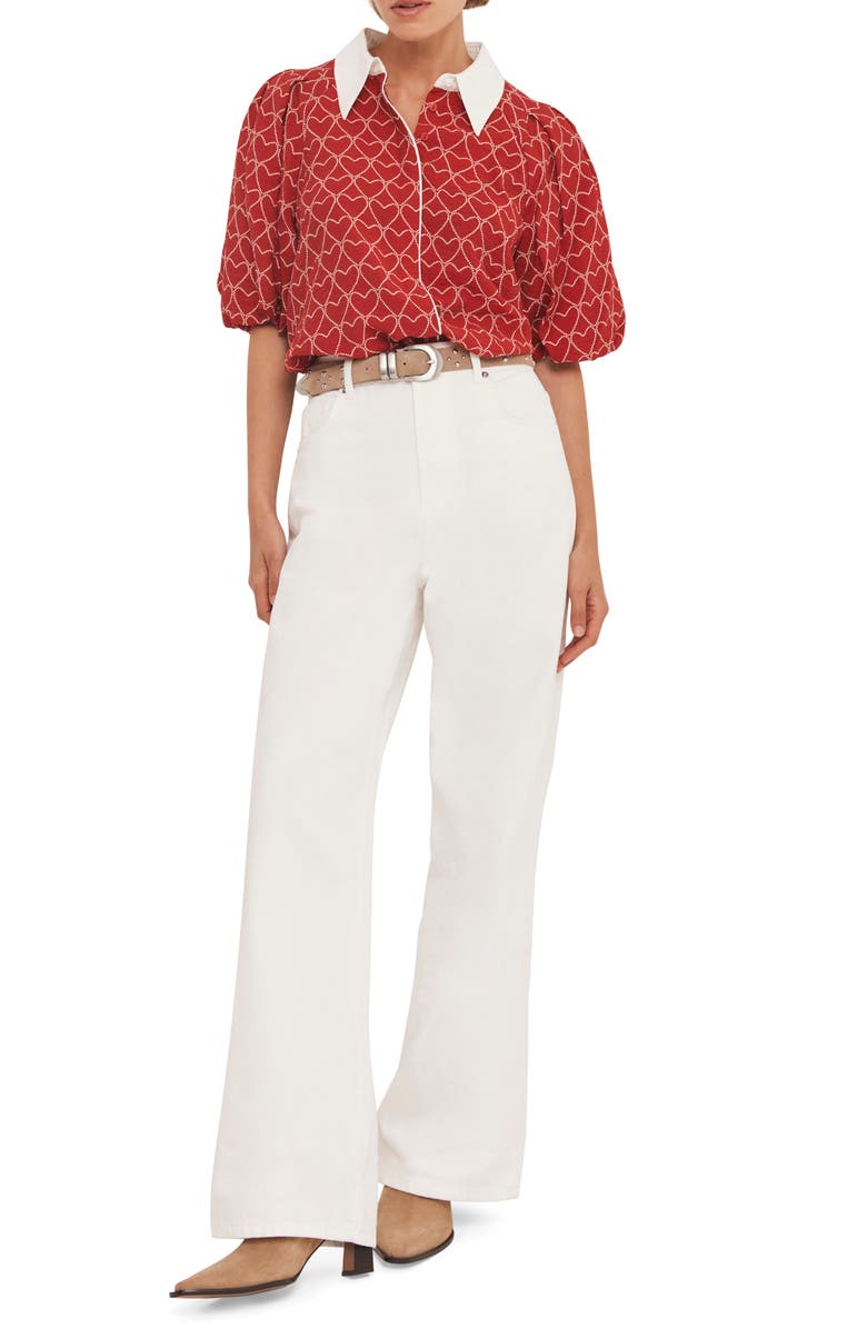 MINT VELVET Heart Print Shirt, Alternate, color, Red