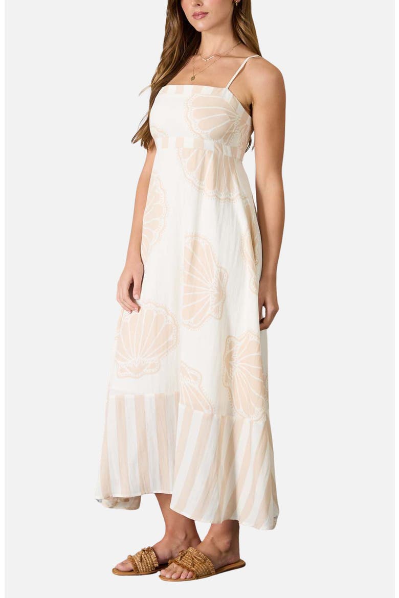 Shell Print Midi Sundress, Alternate, color, LIGHT TAUPE