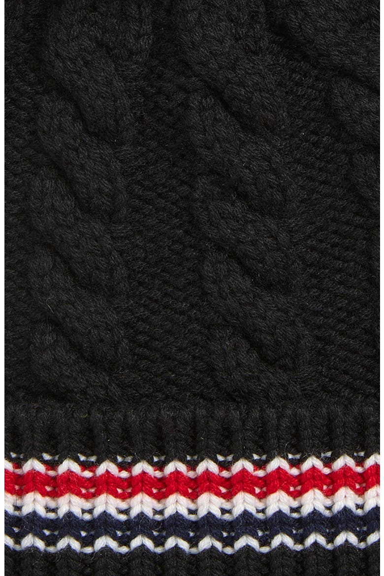 Cashmere Baby Cable Beanie with Pom Pom, Alternate, color, BLACK