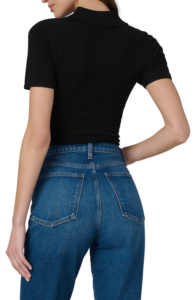 Joe's Jeans The Short Sleeve Cashmere Henley Sweater, Alternate, color, Black