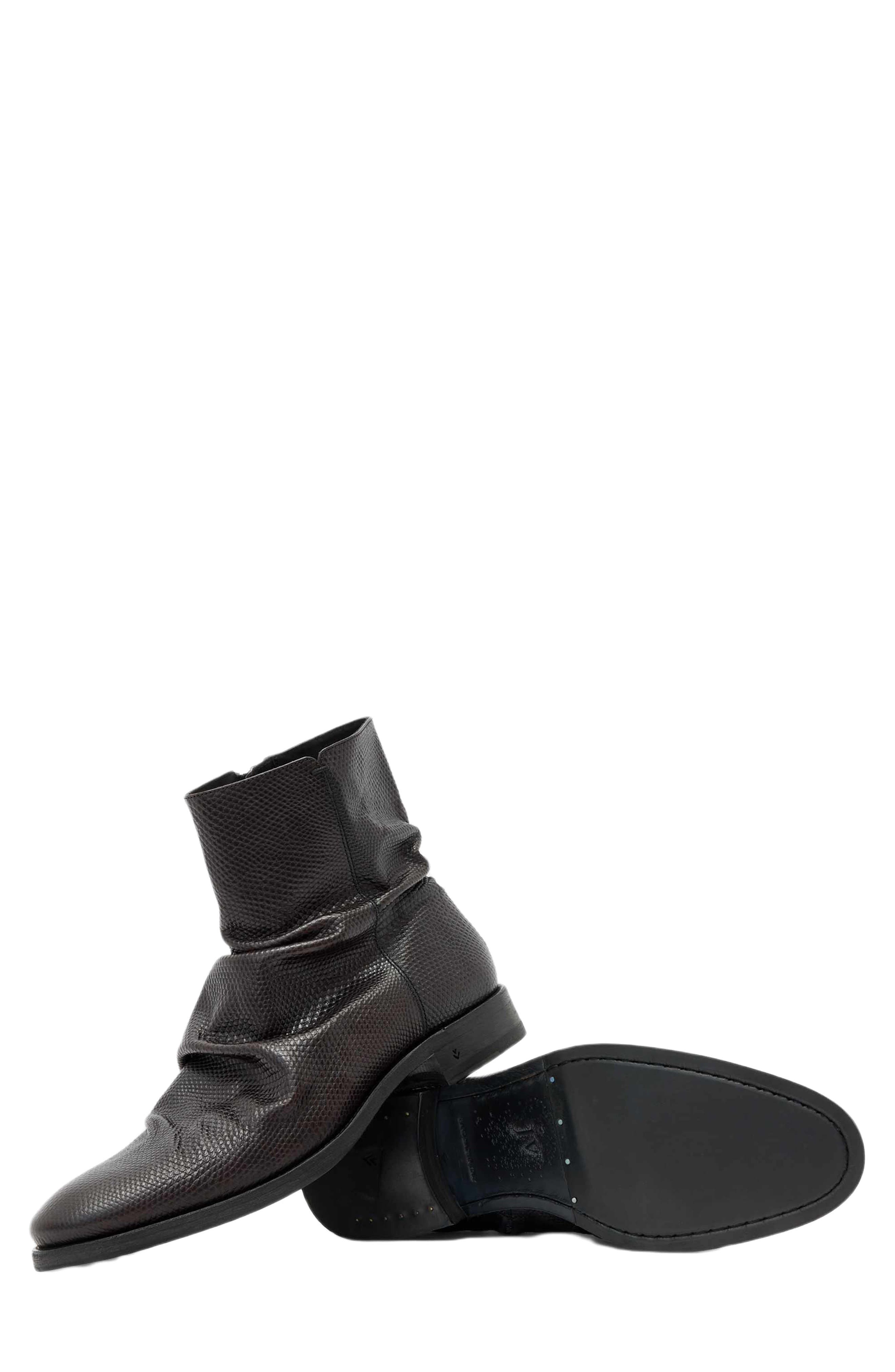 John Varvatos Morrison Sharpei Slouchy Reptile Embossed Boot, Alternate, color, Black