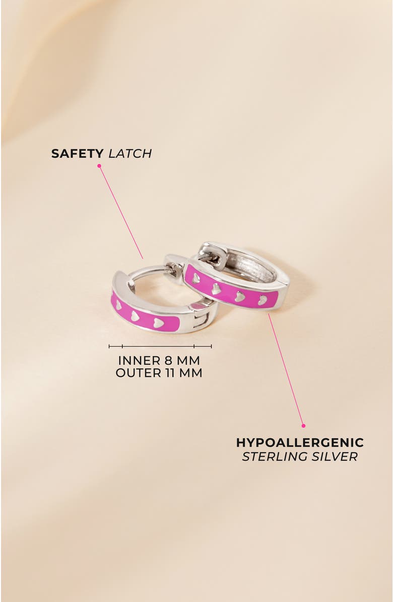 In Season Jewelry Pink Hearts Girls Huggie Hoops, Alternate, color, Pink
