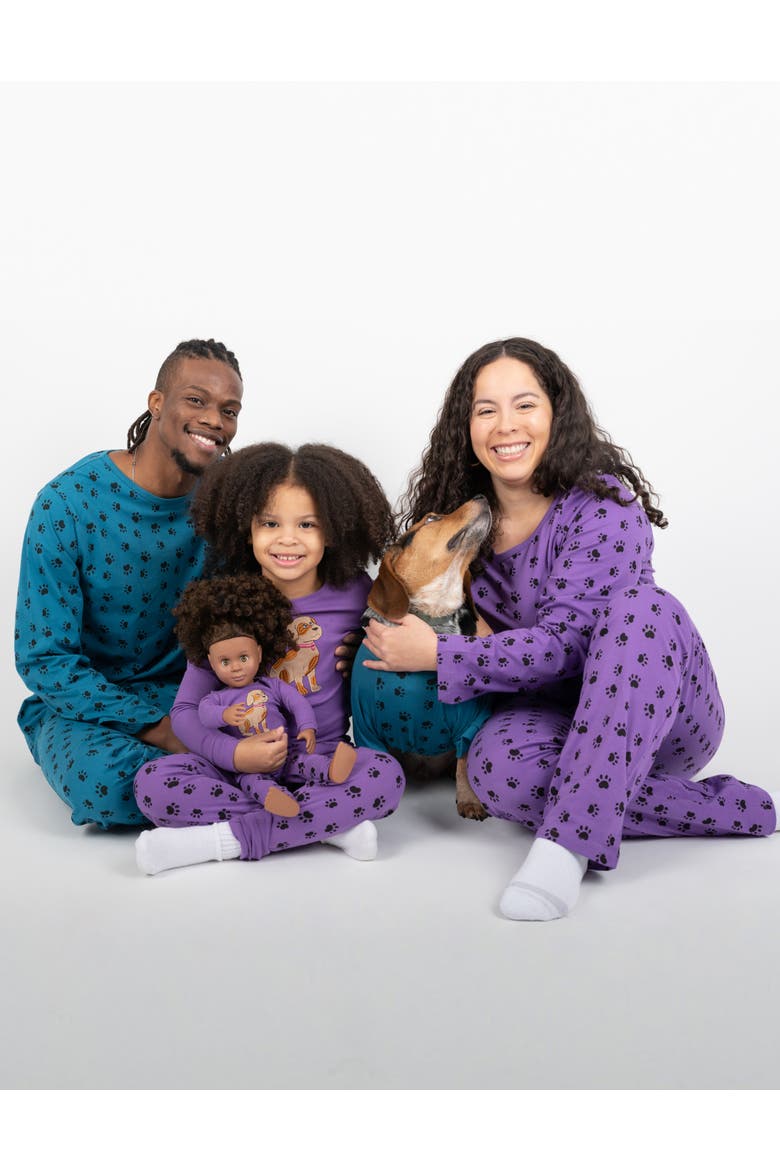 Women's Loose Fit Cotton Matching Family Pajamas, Fun & Character Themes, Alternate, color, Dog Paw Purple