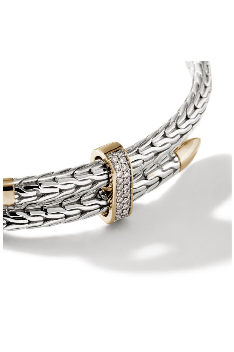 Spear Flex Cuff, Diamonds, 5.5mm, Alternate, color, STERLING SILVER/YELLOW GOLD