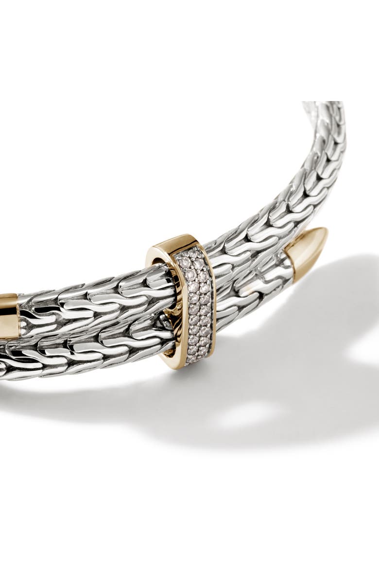 John Hardy Spear Pavé Diamond Flex Bracelet, Alternate, color, Sterling Silver/Yellow Gold