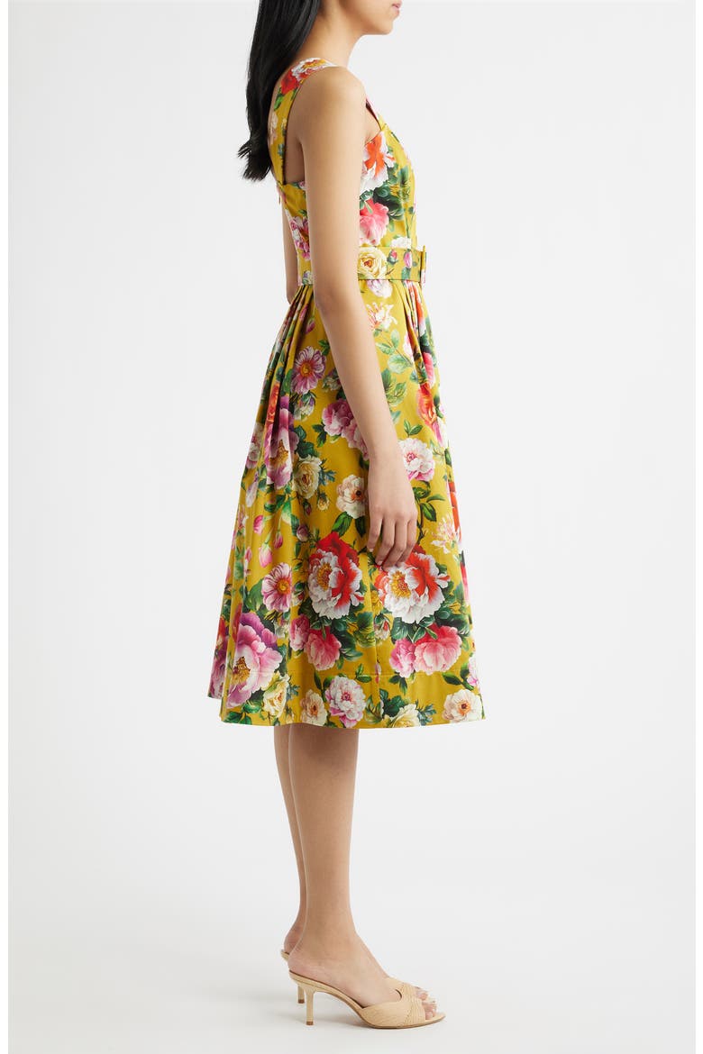 Floral Print Fit & Flare Sundress, Alternate, color, MUSTARD FLORAL