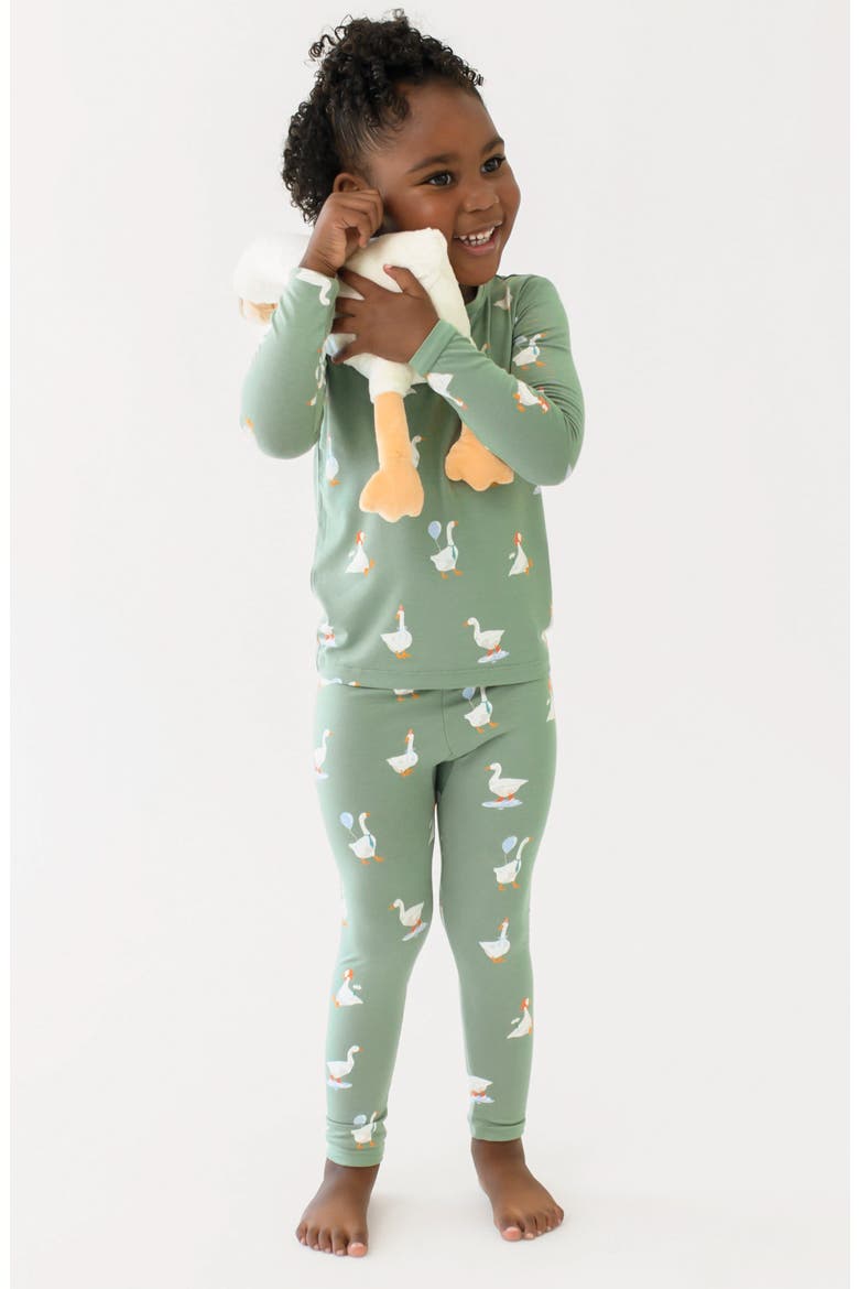 Kids' Print Fitted Two-Piece Pajamas, Alternate, color, SILLY GOOSE