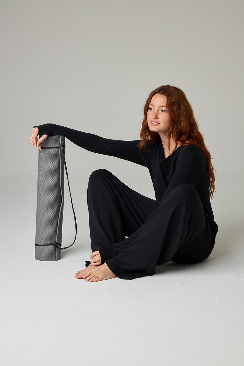 Baikal Eco-Luxe Fleece Wide-Leg Long Pant - Cloud-Soft Comfort, Alternate, color, Coal Black