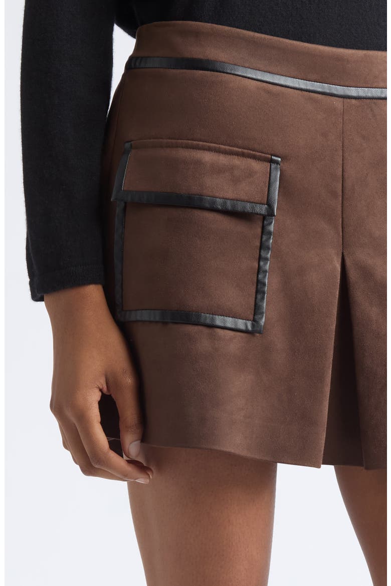 Tess Faux Suede Miniskirt, Alternate, color, HERITAGE BROWN