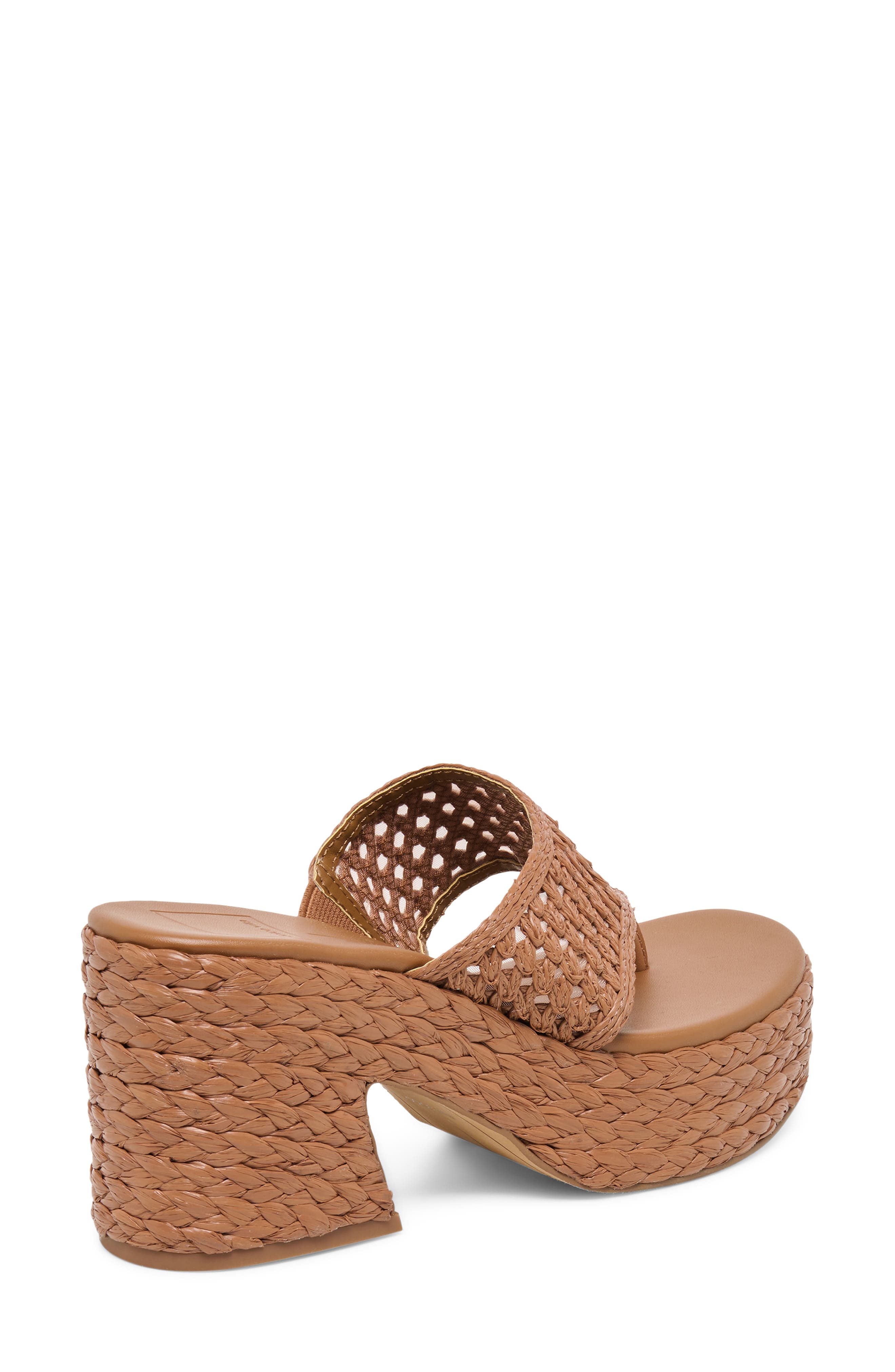 Dolce Vita Ripple Raffia Platform Sanda, Alternate, color, Mid Brown Raffia