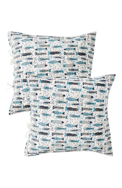 Fish Kantha Set of 2 Cotton Shams