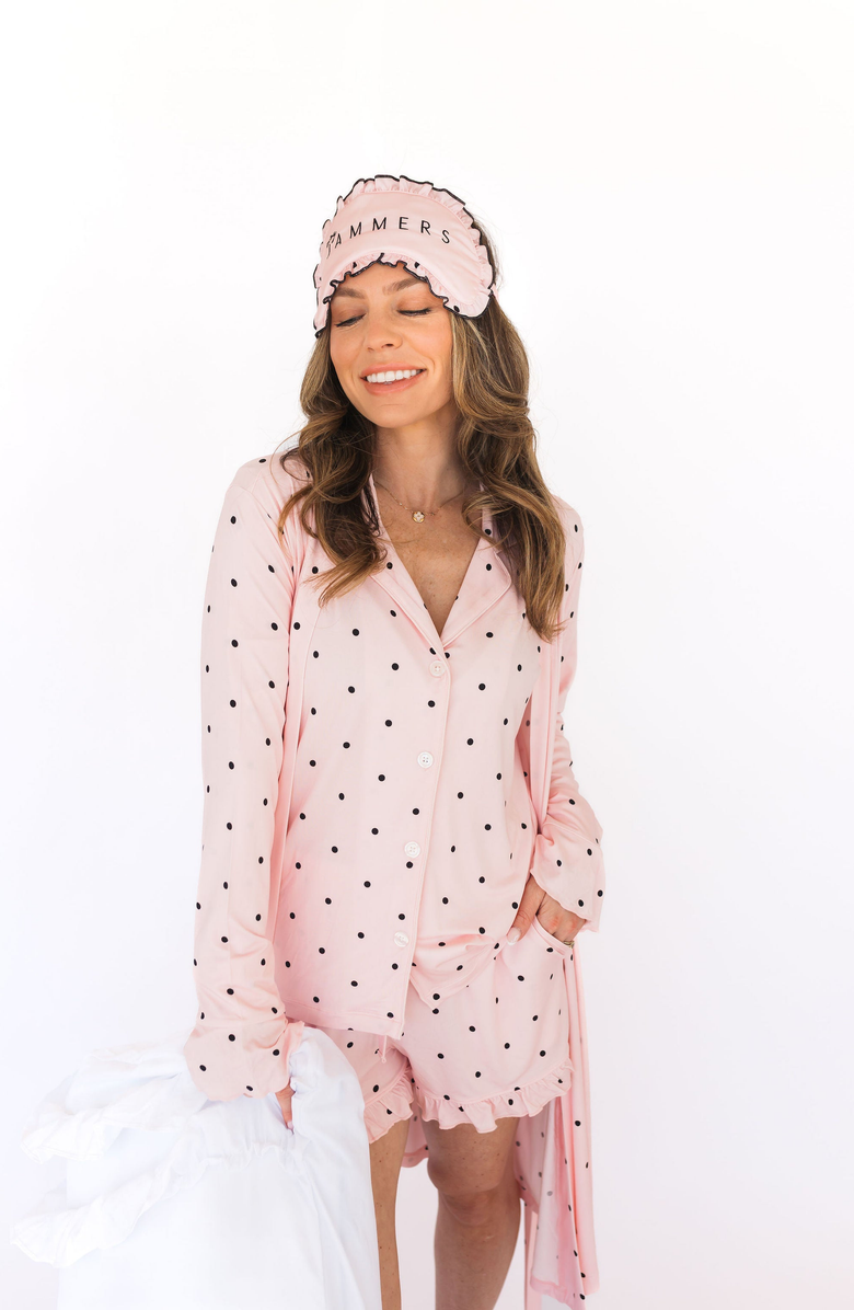 In My Jammers Blush Polka Dot Long Sleeve Short Set, Alternate, color, Blush Polka Dot