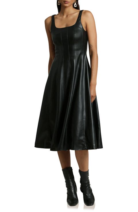 Faux-Ever Leather™ Fit & Flare Dress