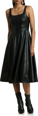 Avec Les Filles Faux-Ever Leather™ Fit & Flare Dress