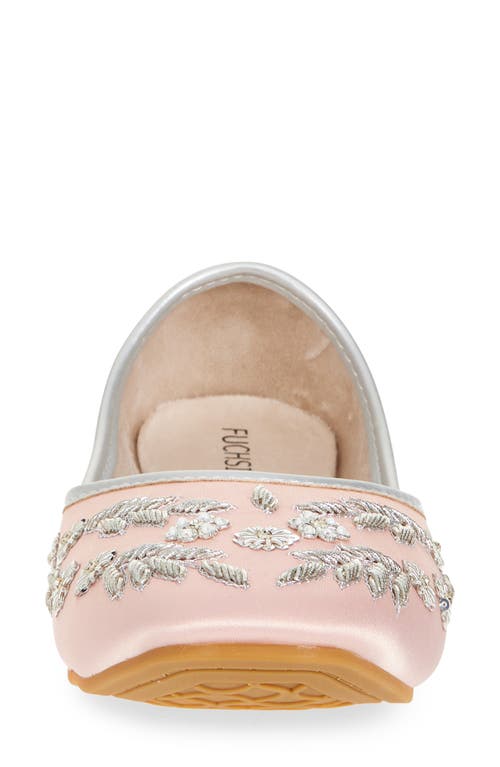 Fuchsia Amira Floral Embroidered Jutti Flat In Pink