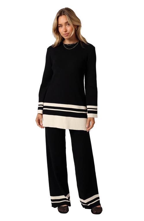 Petal And Pup Petal & Pup Lowell Stripe Wide Leg Rib Pants In Black