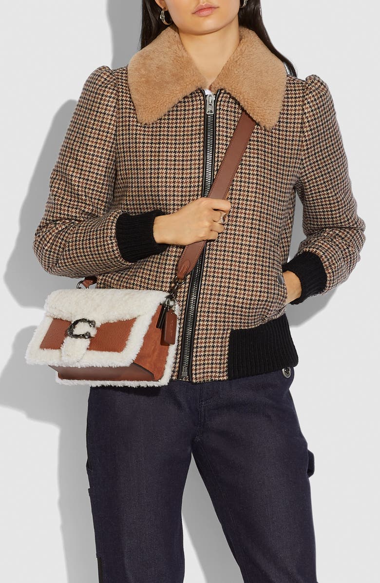 COACH Tabby Genuine Shearling & Leather Crossbody Bag, Alternate, color,