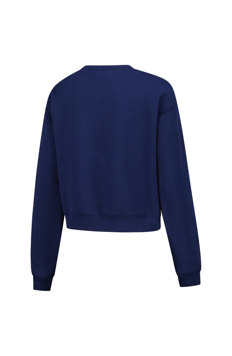 ZOOZATZ Women's ZooZatz Navy Michigan Wolverines Chenille Cropped Sweatshirt, Alternate, color, Navy