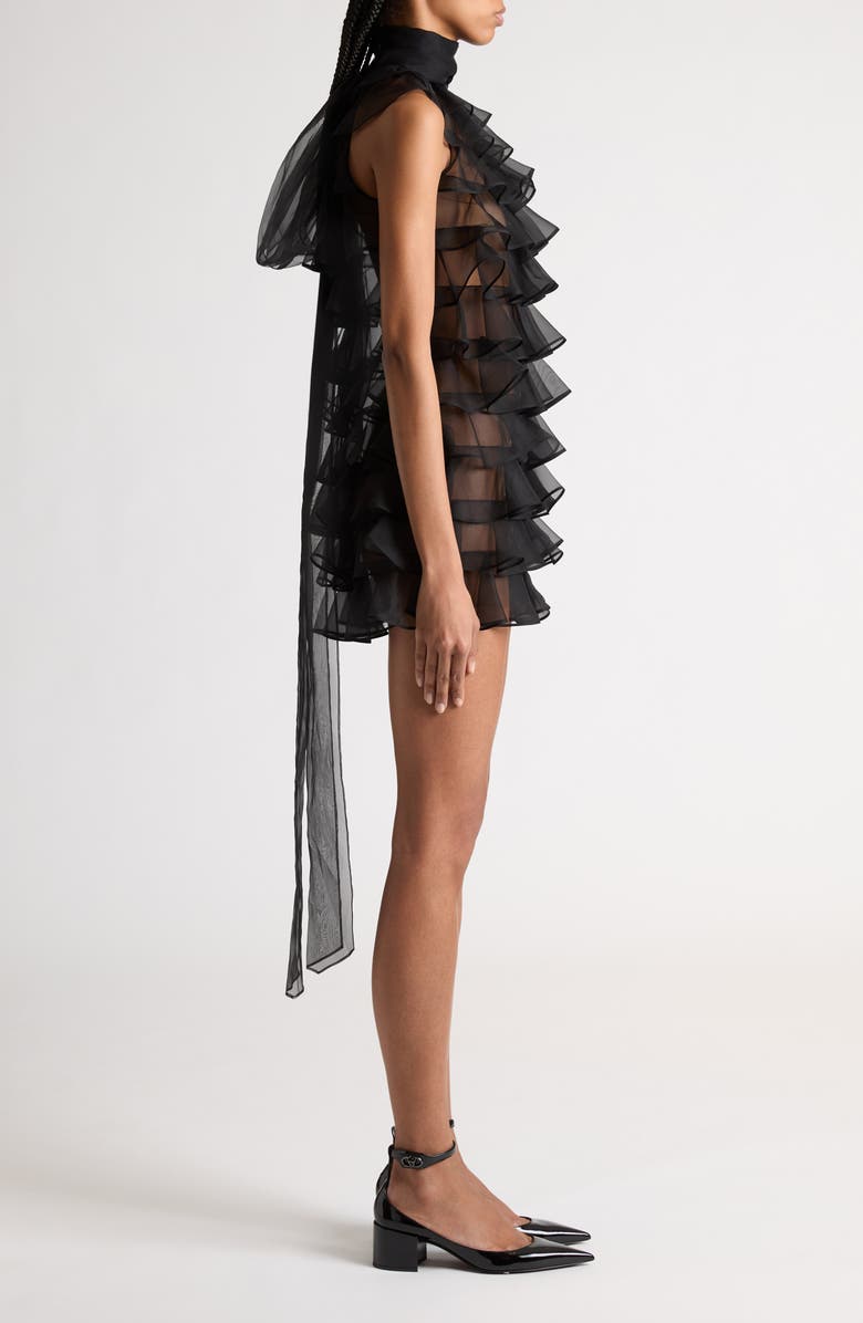 Valentino Garavani Tiered Ruffle Sheer Silk Minidress, Alternate, color,