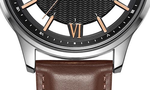 Kenneth Cole Quartz Leather Strap Watch, 45mm In Brown