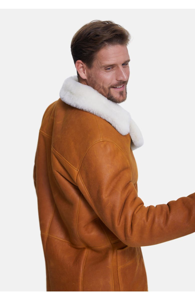 Furniq UK William Shearling Coat, Alternate, color, Whiskey