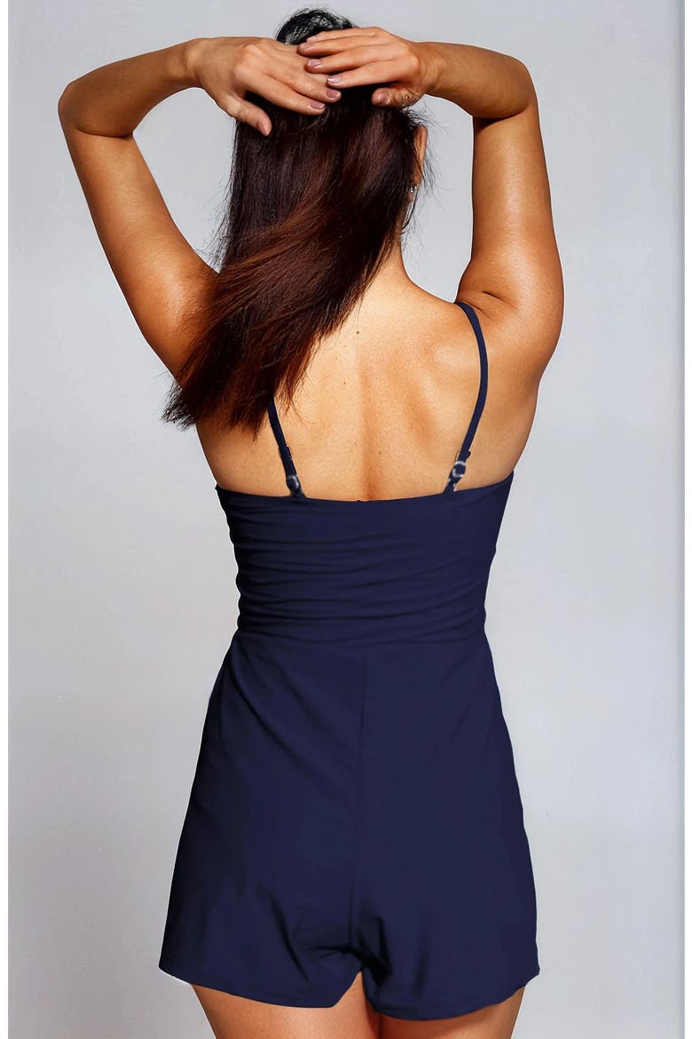 Ivy Short Swim Romper With Built-In Bra and Hidden Shorts, Alternate, color, Navy