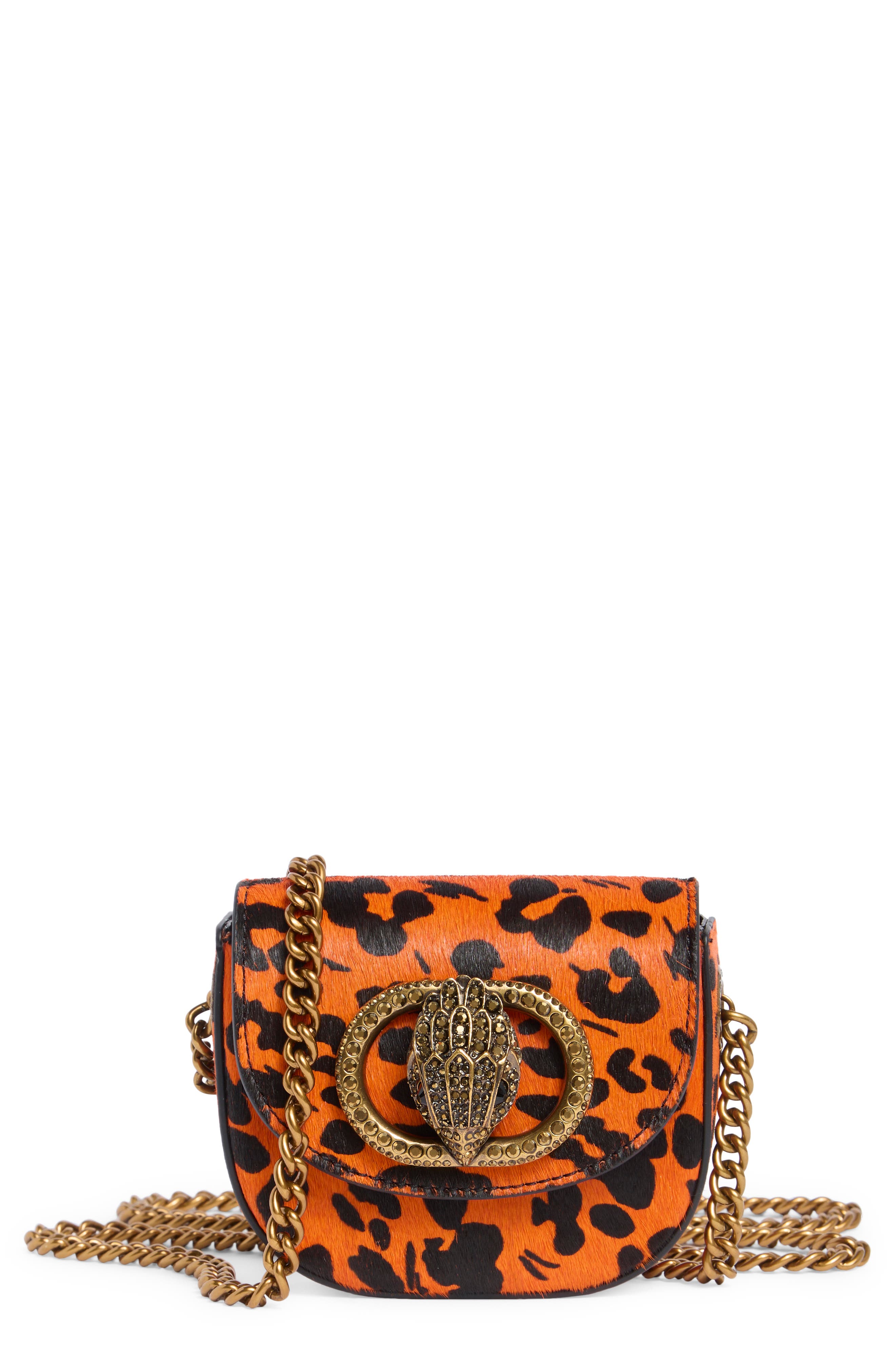 Kurt Geiger London Micro Chelsea Genuine Calf Hair Saddle Crossbody Bag, Main, color, Orange