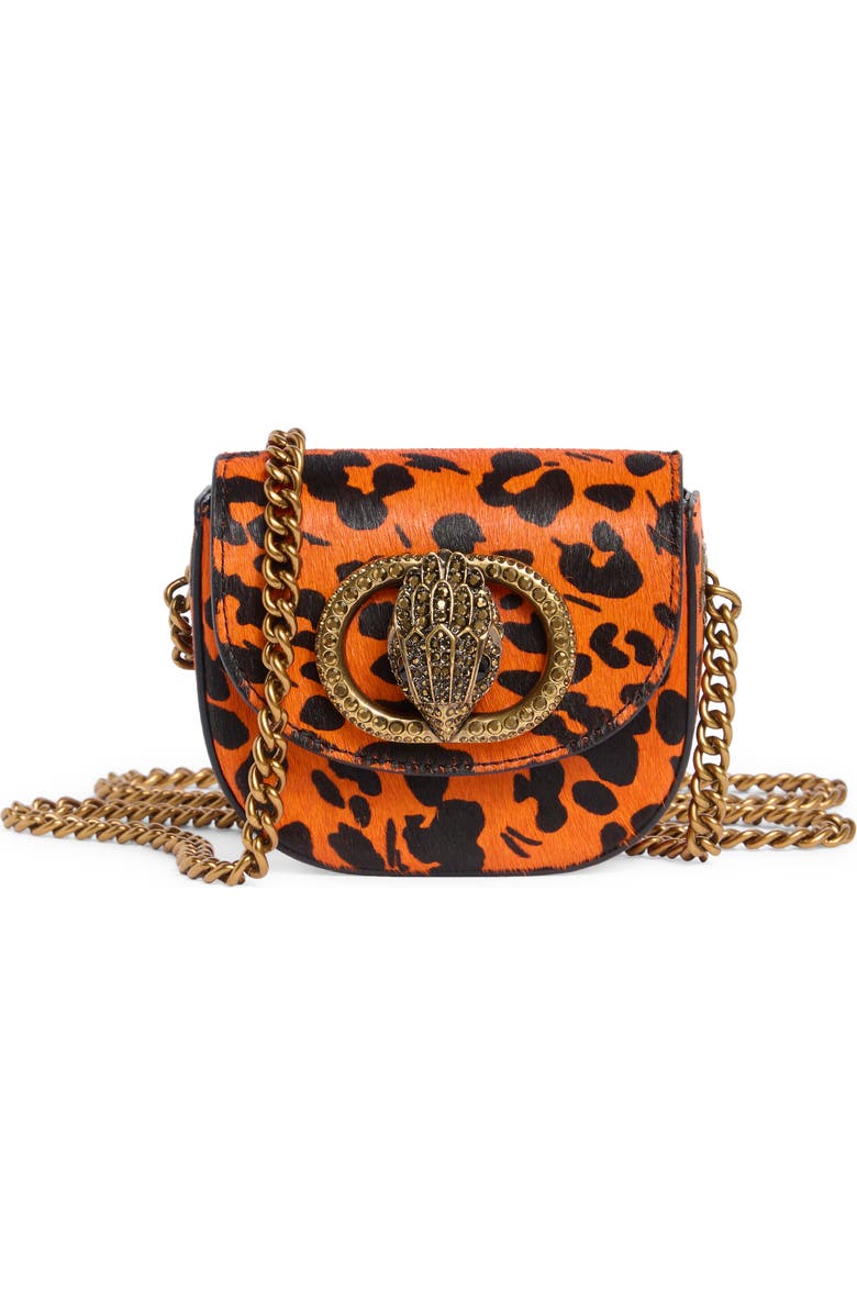 Kurt Geiger London Micro Chelsea Genuine Calf Hair Saddle Crossbody Bag, Main, color, Orange