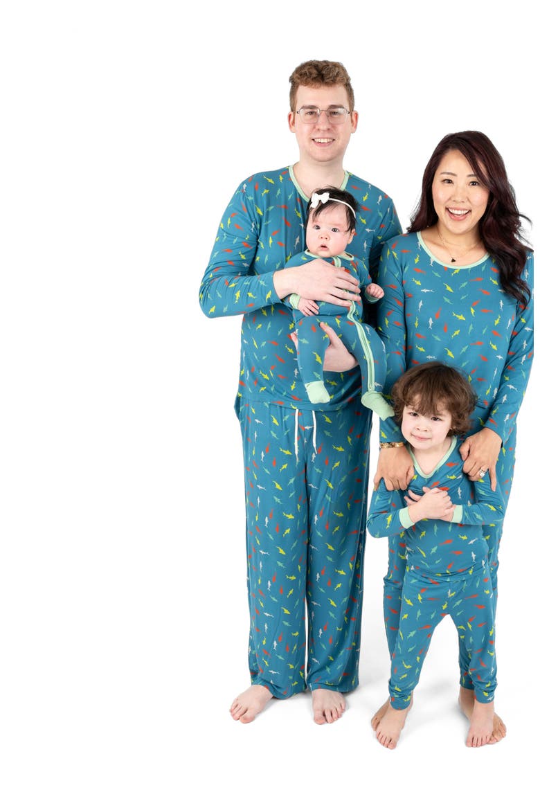 2-pc. Soft Stretch Viscose Matching Family Holiday Pajamas, Alternate, color, Fish Blue