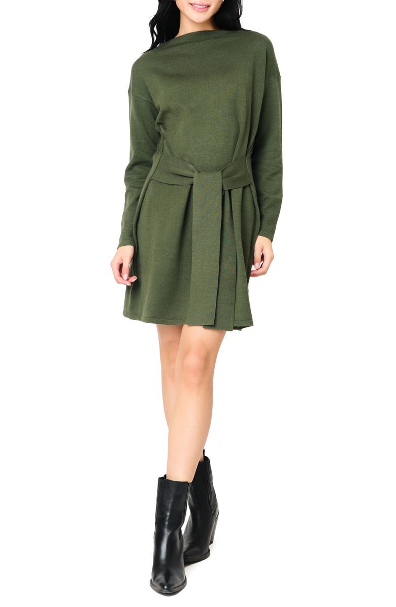 GIBSONLOOK Shay Boatneck Long Sleeve Sweater Dress, Main, color, Rich Olive