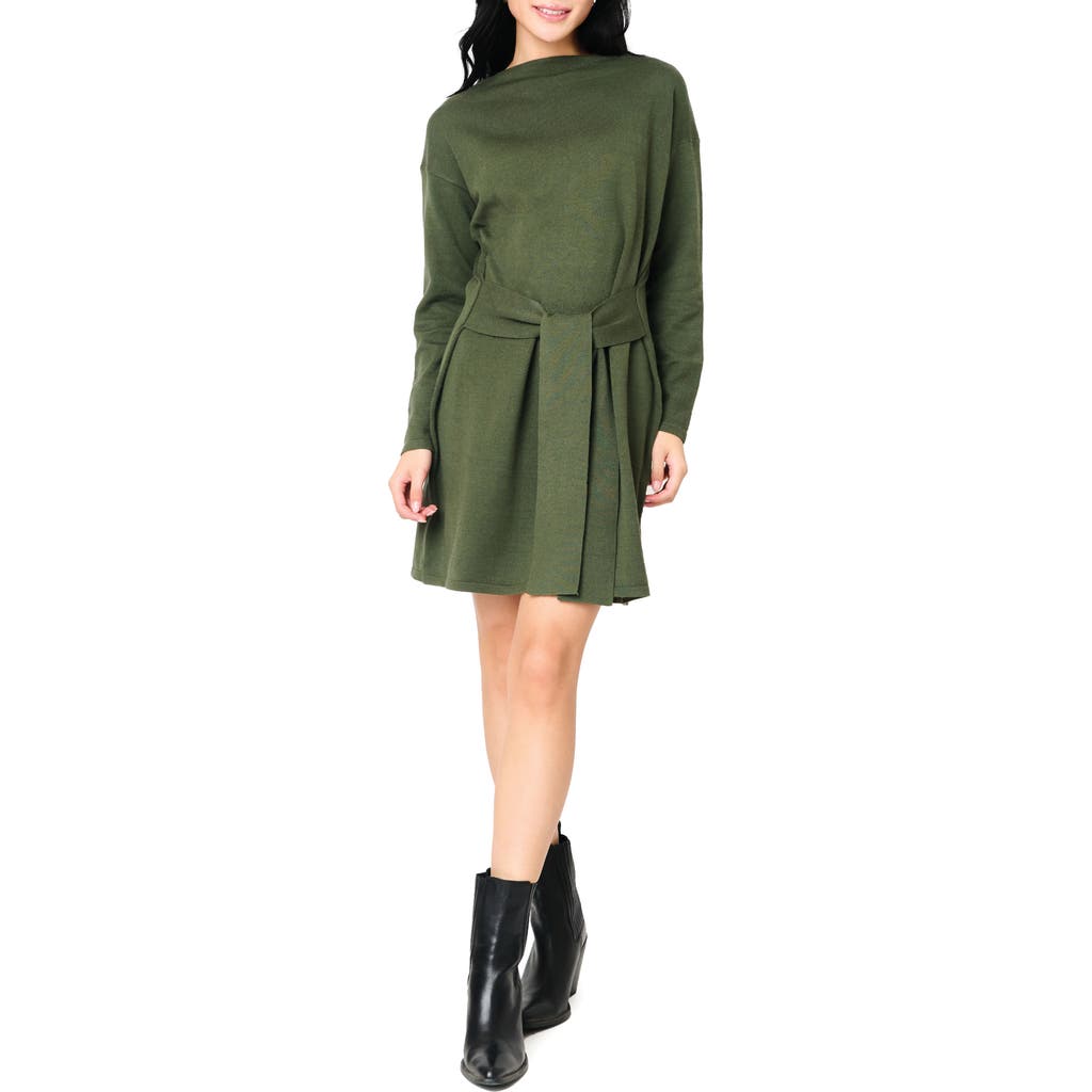 Gibsonlook Shay Boatneck Long Sleeve Sweater Dress In Green