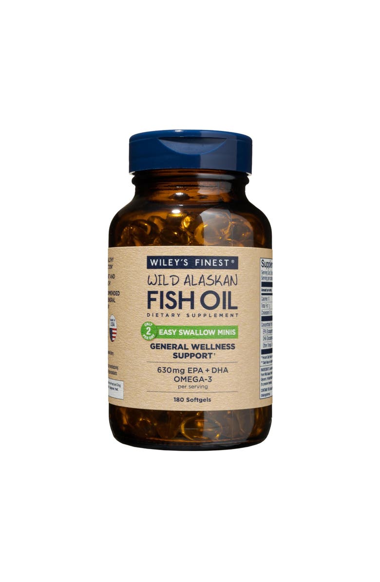 Wiley's Finest Easy Swallow Omega-3 Fish Oil 180 Mini Softgels, Main, color, NO COLOR