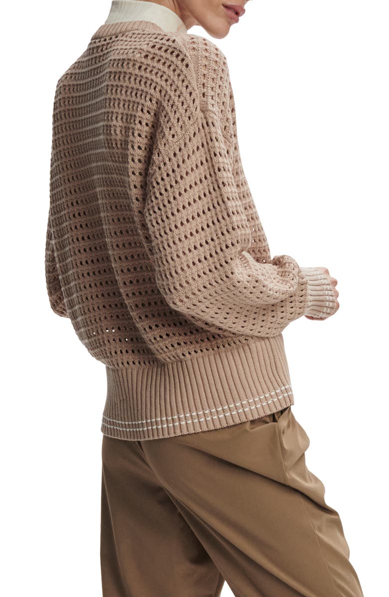 Varley Open Stitch Cardigan, Alternate, color, Light Taupe