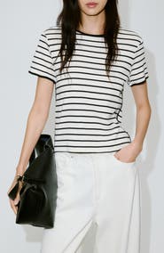 MANGO Cotton T-Shirt with Contrast Trim