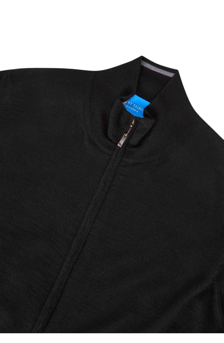 Robert Talbott Dalton Full Washable Merino Zip Sweater, Alternate, color, Black W/Gray Tipping