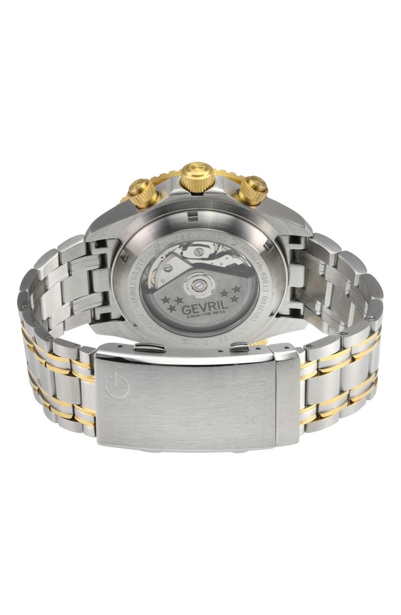 GEVRIL Hudson Yards Two-Tone Swiss Automatic Chronograph Bracelet Watch, 43mm, Alternate, color, 