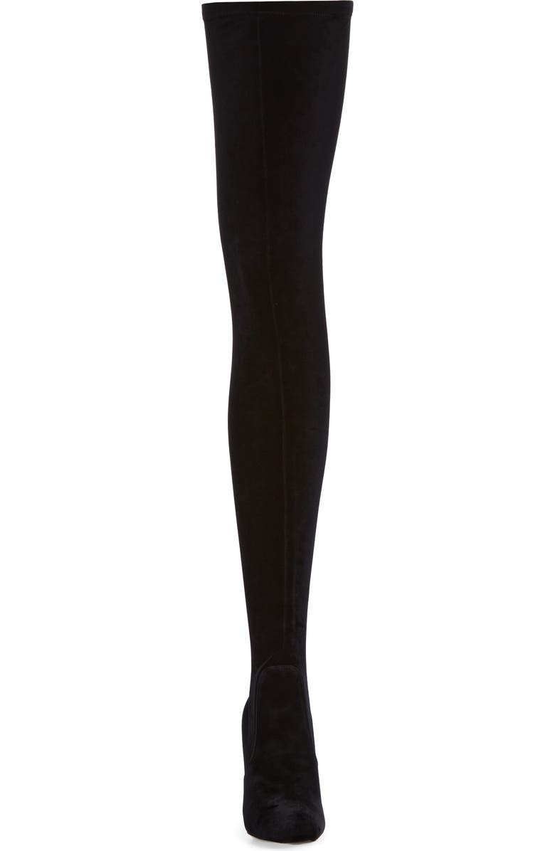 Saint Laurent Auteuil Over the Knee Stretch Velvet Boot, Alternate, color,