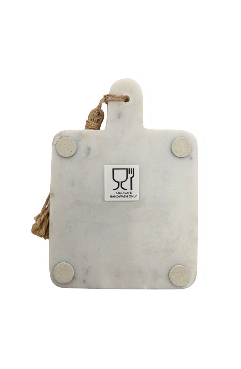Foreside Home and Garden 4" x 6" White Marble Spoon Rest Holder w/ Jute Decorative Tassel, Alternate, color, White