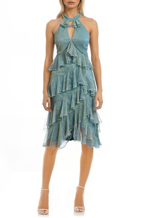 Badgley Mischka hotsell Sleeveless Flora Chiffon Gown