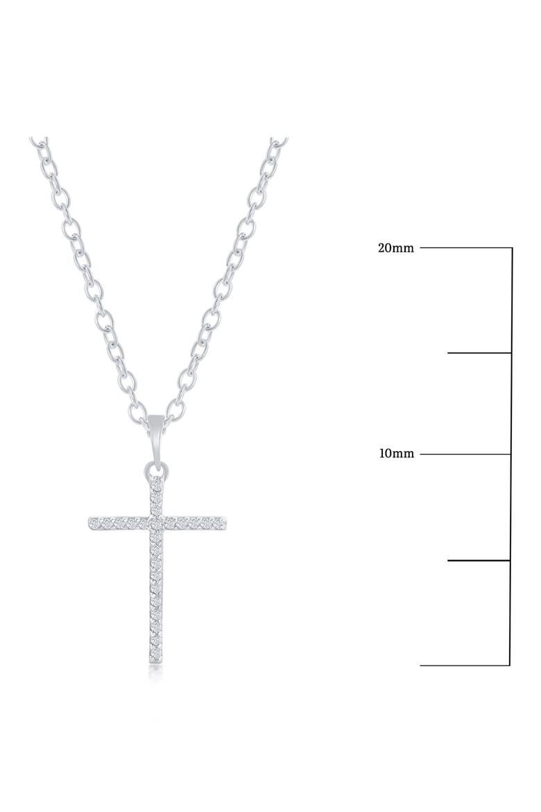Sterling Silver Pavé Diamond Cross Pendant Necklace - 0.05ct., Alternate, color, SILVER