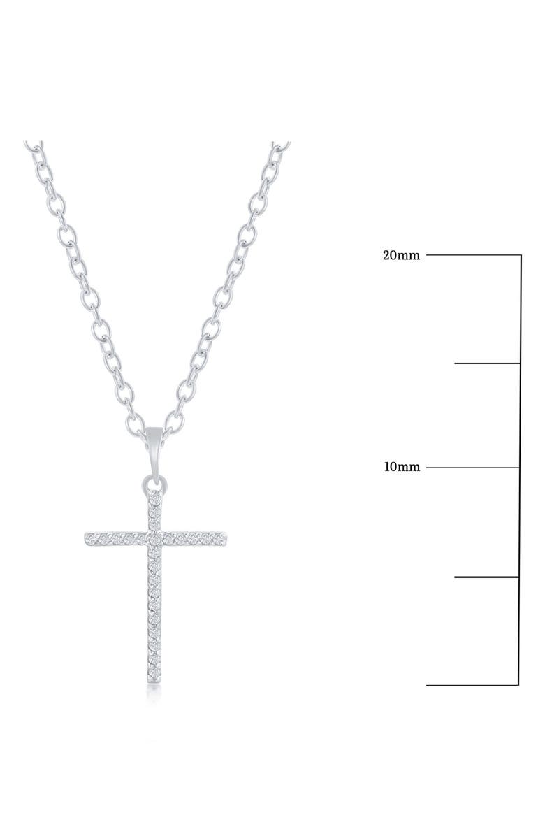 SIMONA Sterling Silver Pavé Diamond Cross Pendant Necklace - 0.05ct., Alternate, color, Silver