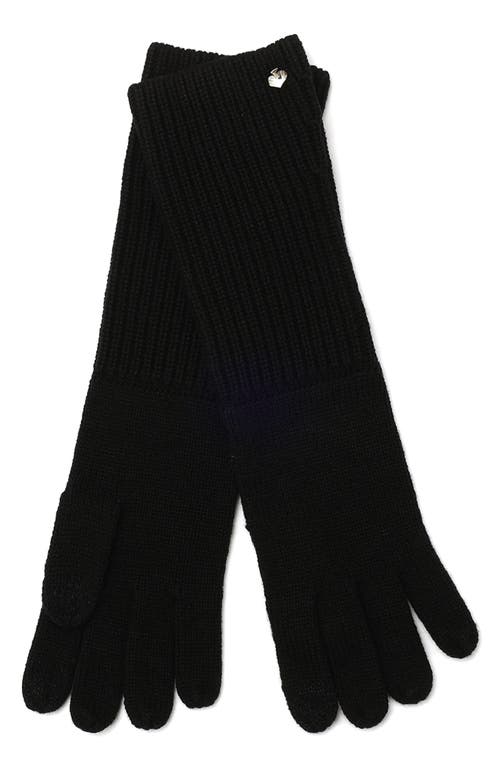 Kate Spade New York Spade Knit Long Gloves In Black