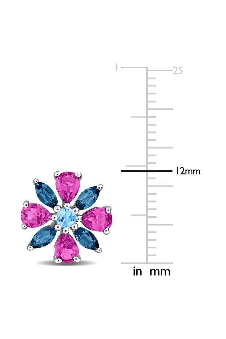 Rhodolite & Topaz Flower Stud Earrings, Alternate, color, Multi-Stone
