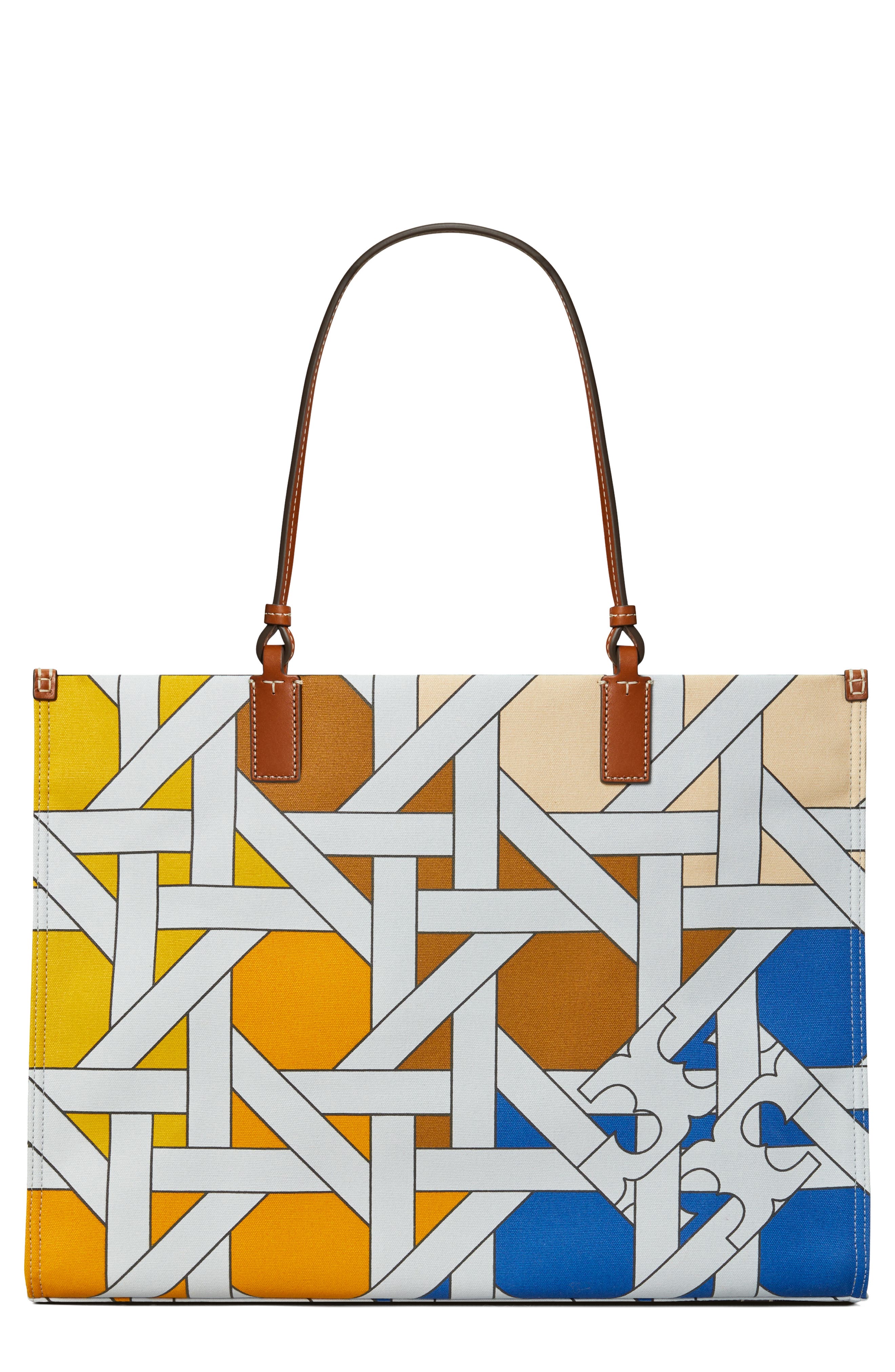 Tory Burch Ella Cotton Canvas Basketweave Tote, Main, color, 