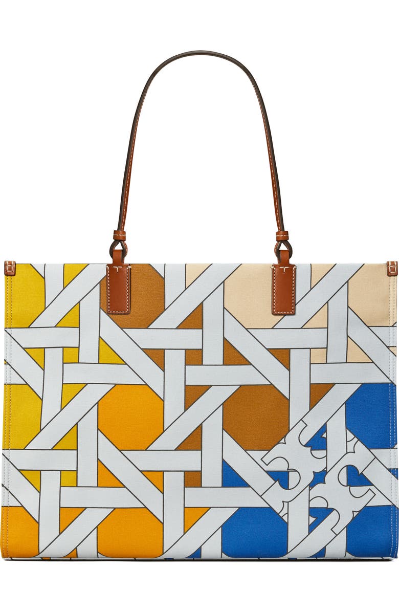 Tory Burch Ella Cotton Canvas Basketweave Tote, Main, color,
