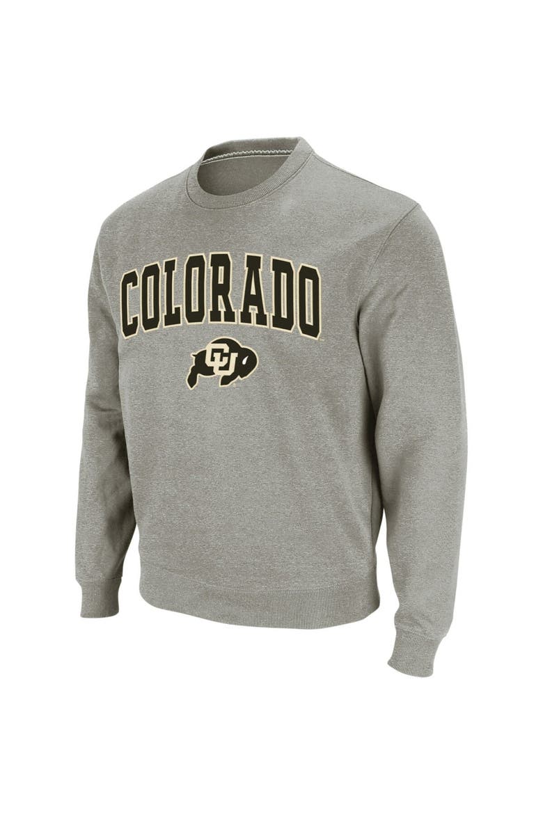 Men's Colosseum Heather Gray Colorado Buffaloes Arch & Logo Crew Neck Sweatshirt, Main, color, Heather Gray