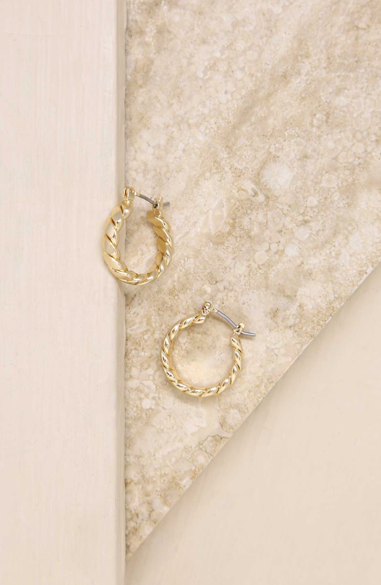 Ettika Textured Huggie Hoop Earrings, Alternate, color, Gold