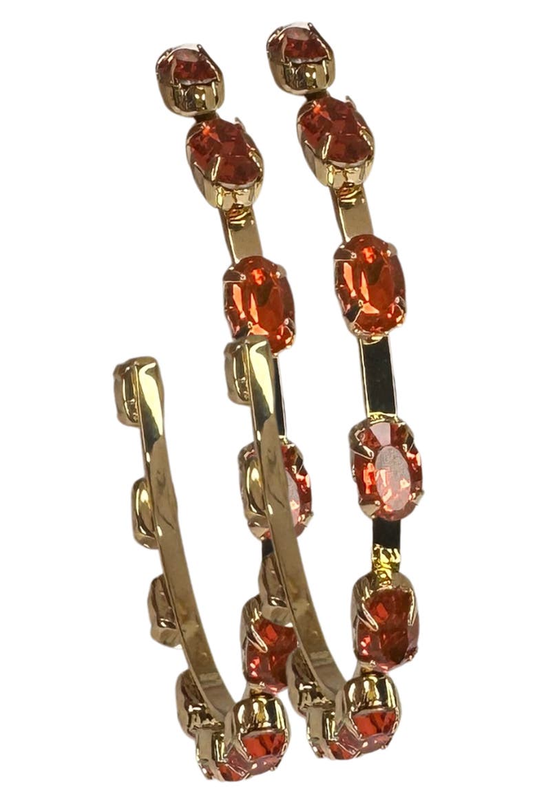 Mini Haley Crystal Hoop Earrings, Main, color, SUNSET