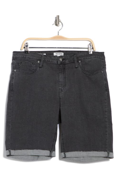 Vigoss Cuffed Denim Bermuda Shorts In Washed Black