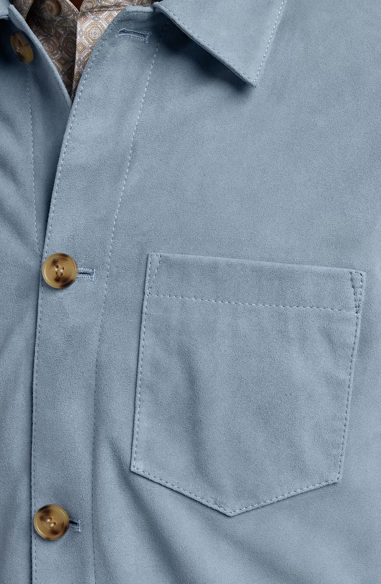 David Donahue City Suede Button-Up Shirt Jacket, Alternate, color, Cloud Blue